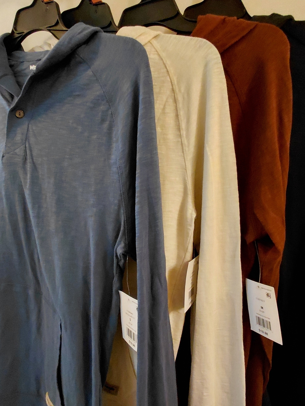 Wrangler Men's Henley  Long-Sleeve Hoodie Bitter Chocolate / Maroon - Picture 2 of 6
